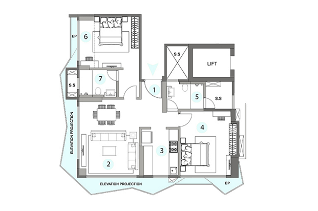 Crystal Spires Thane 2BHK Plan